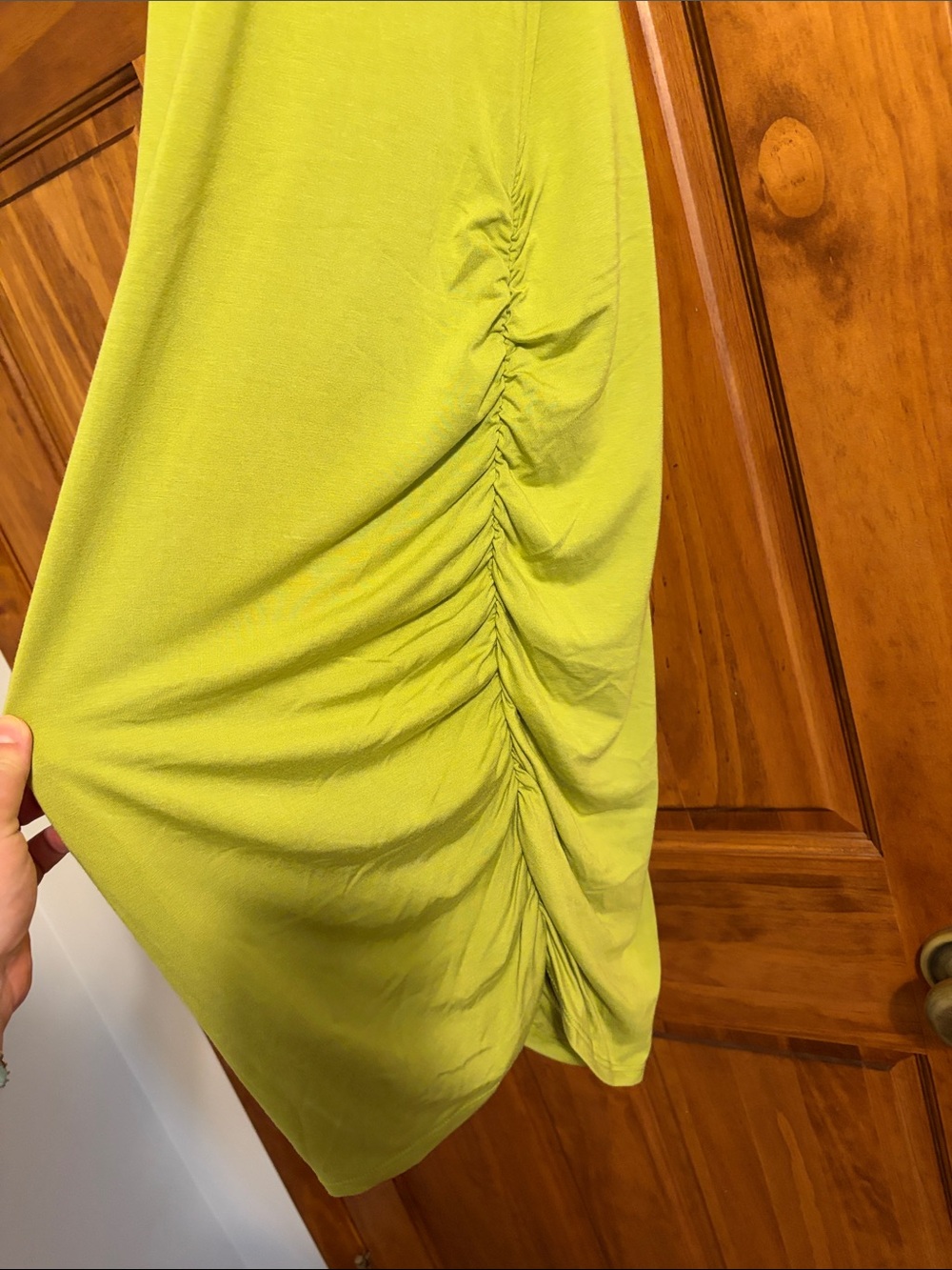 Sleeveless Lime Midi Dress with Side Ruching Detail by antistar - Picture 4 of 6